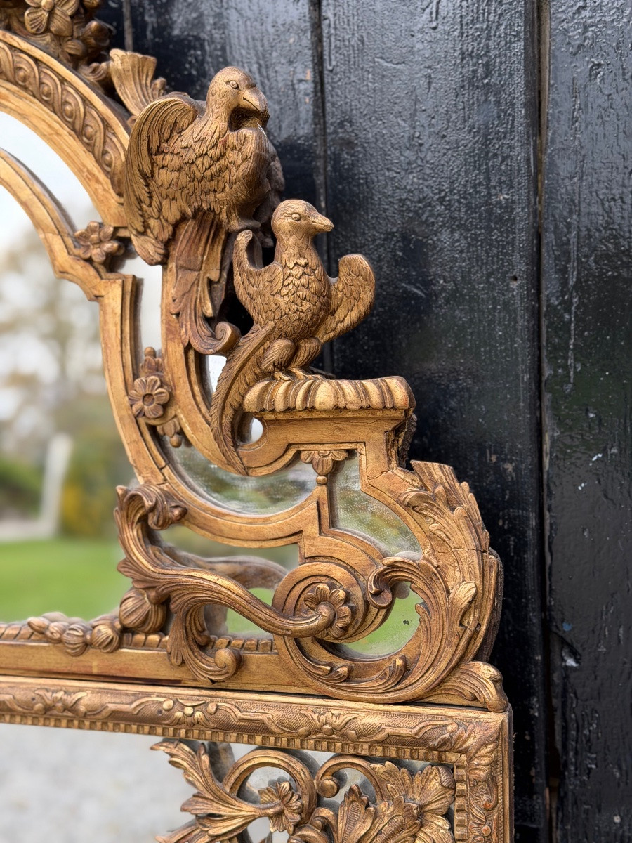 Miroir de style Régence en bois doré, XIXème siècle -photo-6