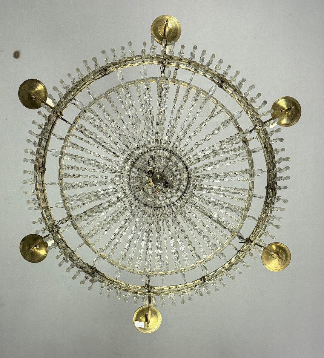 Lustre sac de perles, six feux de lumière, vers 1800-photo-4