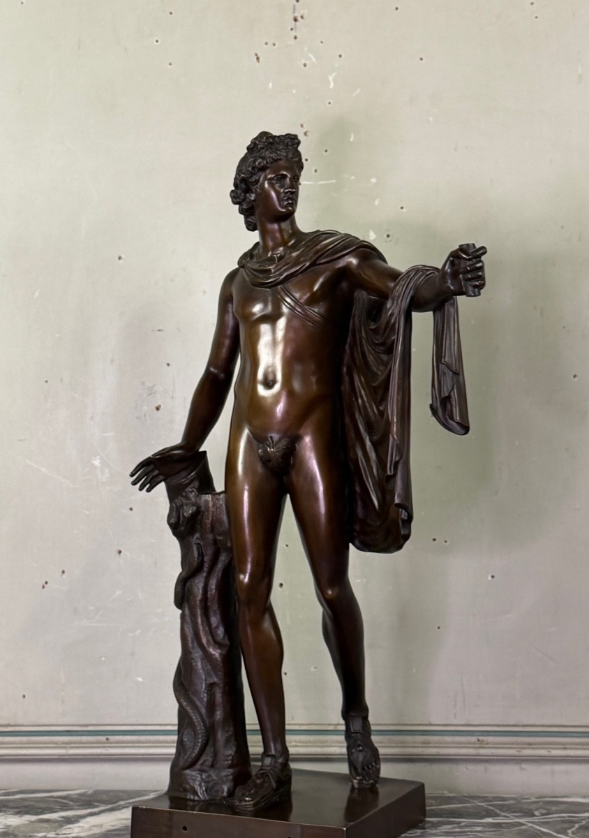 Apollon du Belvédère, bronze d’après l’antique, cachet du fondeur, Jaboeuf et Rouard, Paris 