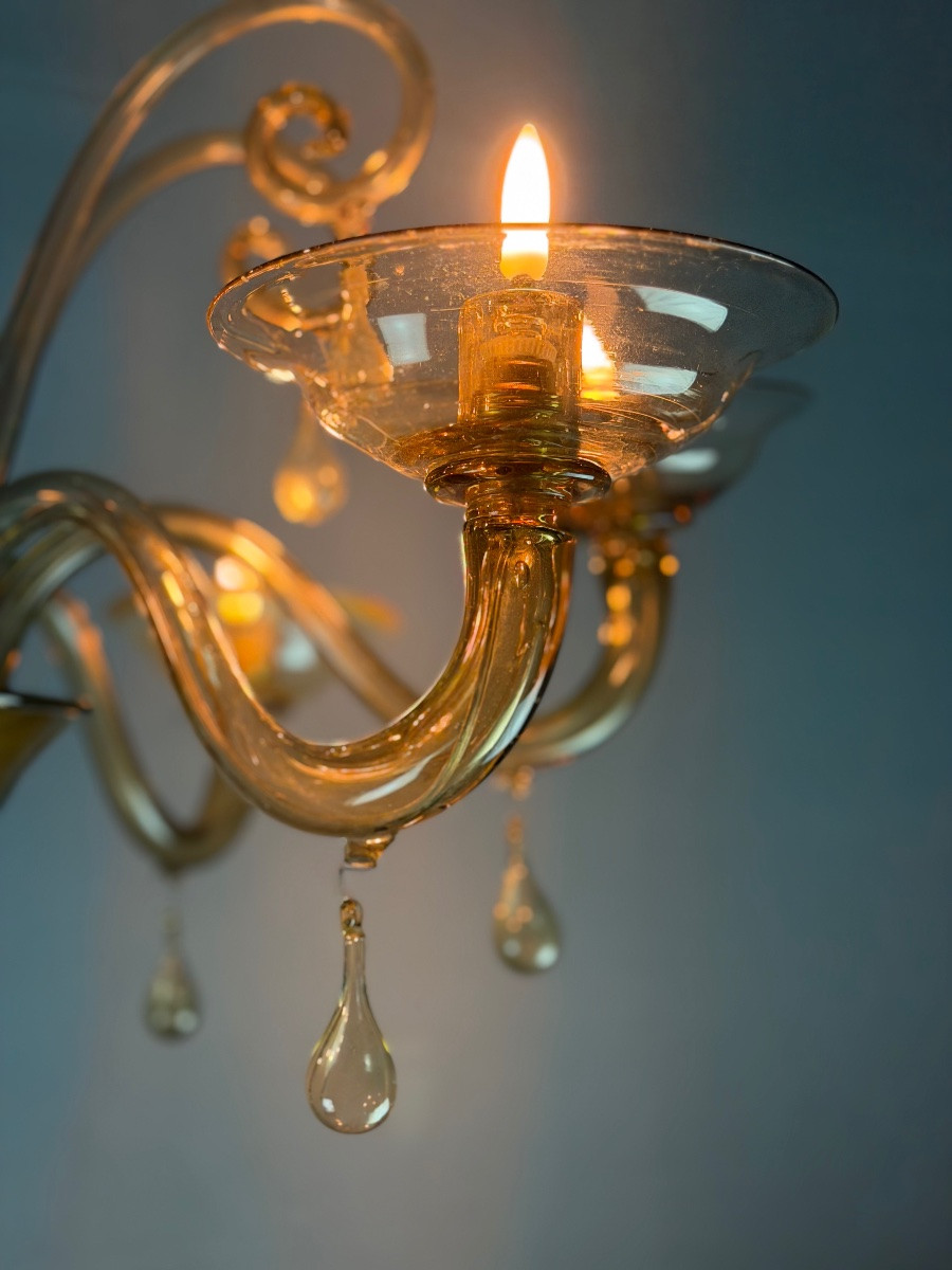 Lustre vénitien en verre de Murano mordoré, vers 1940-photo-2