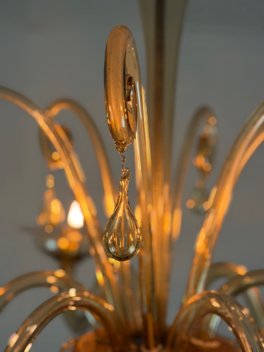 Lustre vénitien en verre de Murano mordoré, vers 1940-photo-4
