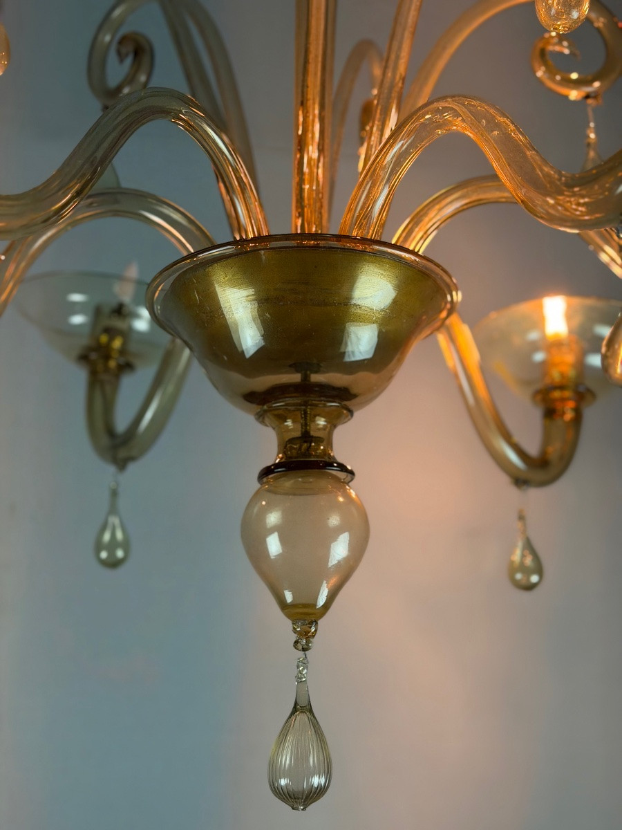Lustre vénitien en verre de Murano mordoré, vers 1940-photo-8
