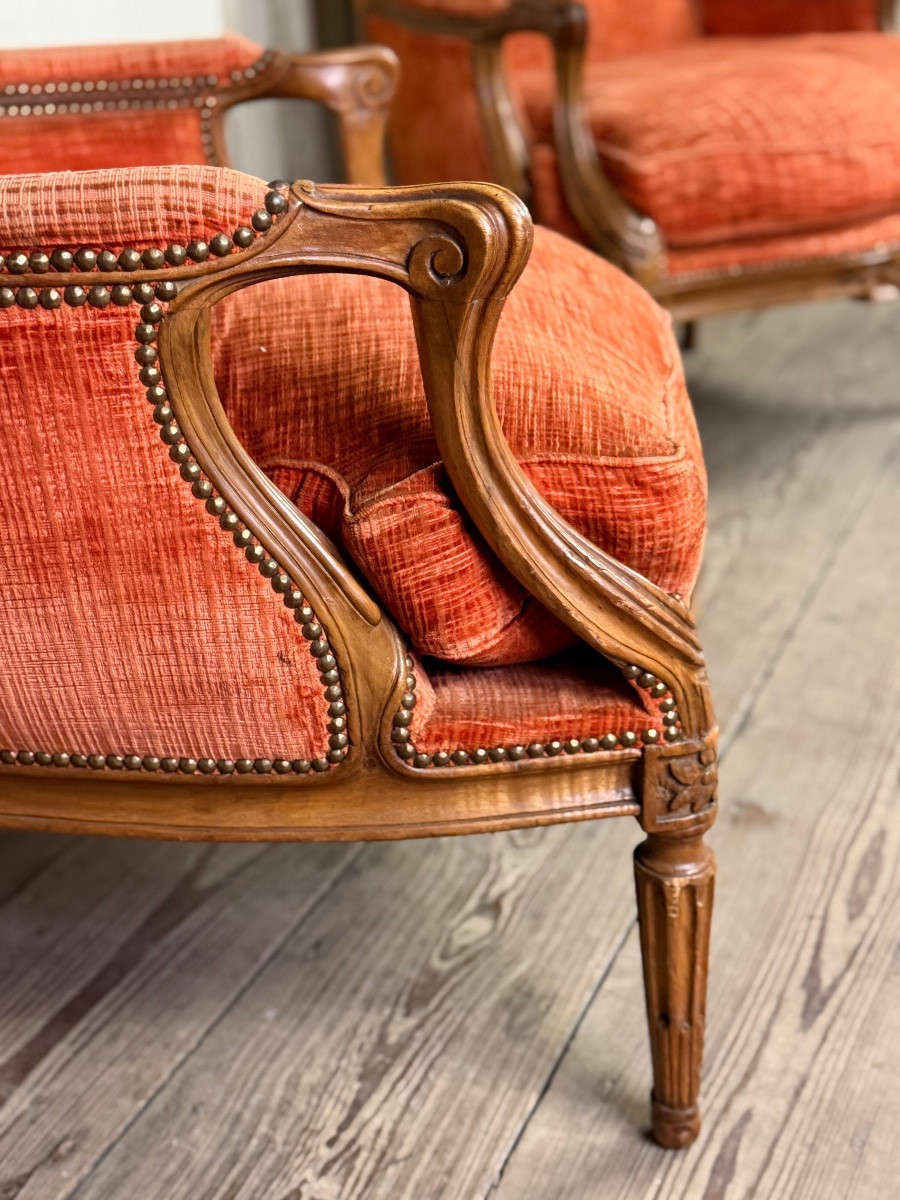 Paire de fauteuils transitions en bois sculpté, XVIIIème siècle-photo-3