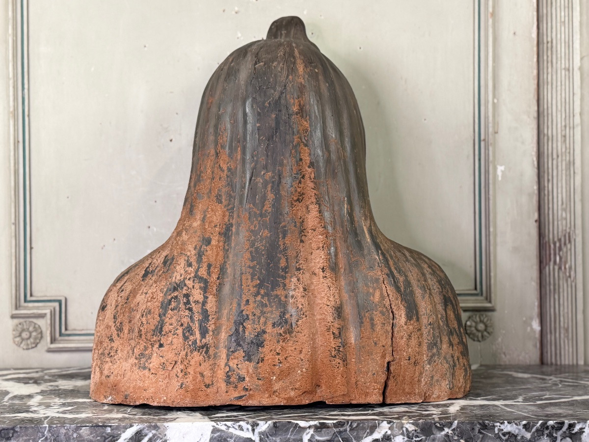 Buste en terre cuite de style Étrusque, objet Grand Tour, XIXème siècle-photo-3