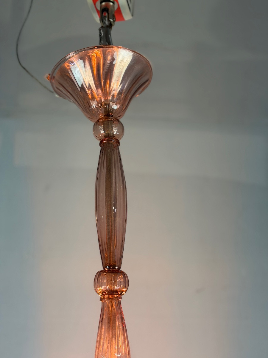Venetian Chandelier In Amethyst Murano Glass, Circa 1920-photo-2