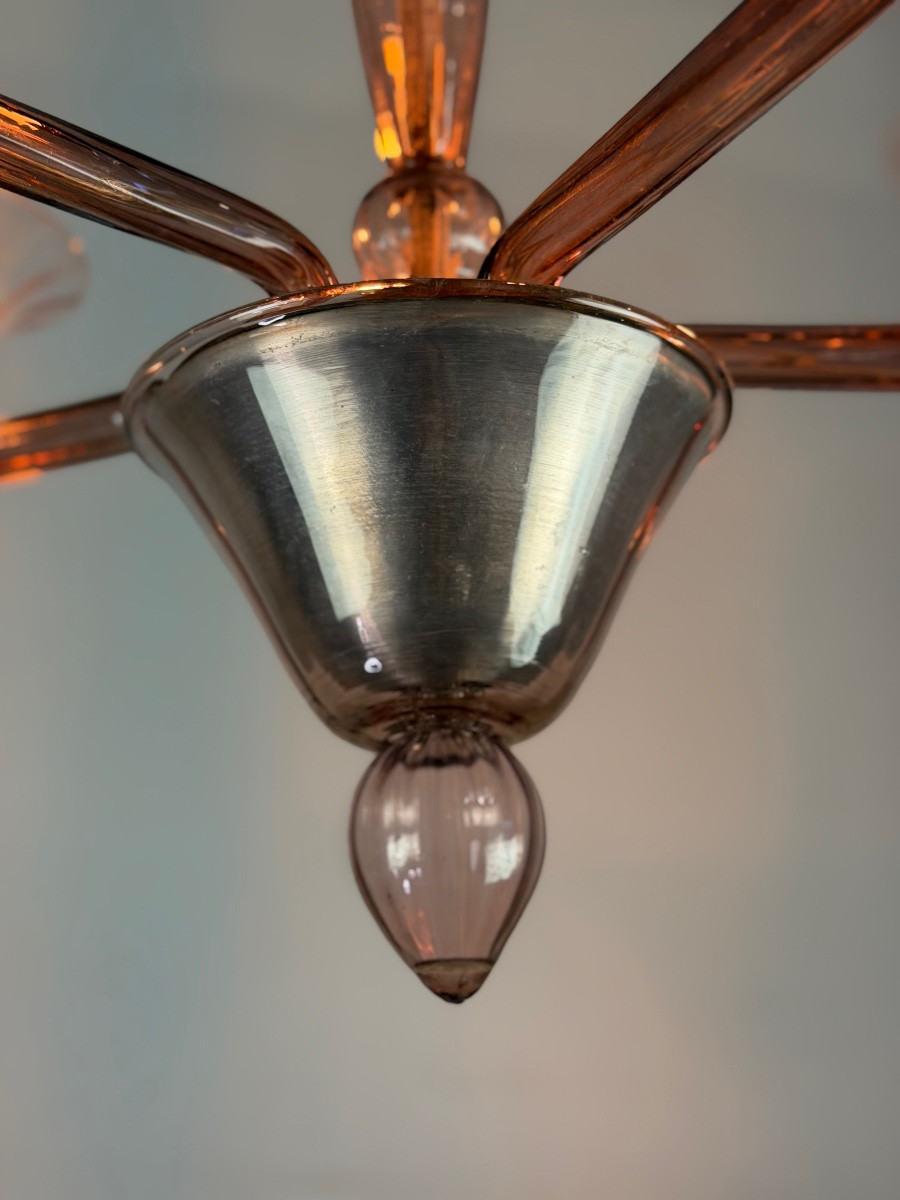 Venetian Chandelier In Amethyst Murano Glass, Circa 1920-photo-6