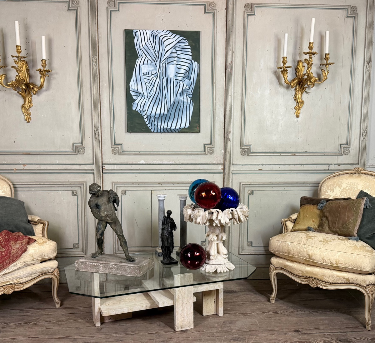 table brutaliste de Willy Ballez En travertin vers 1980