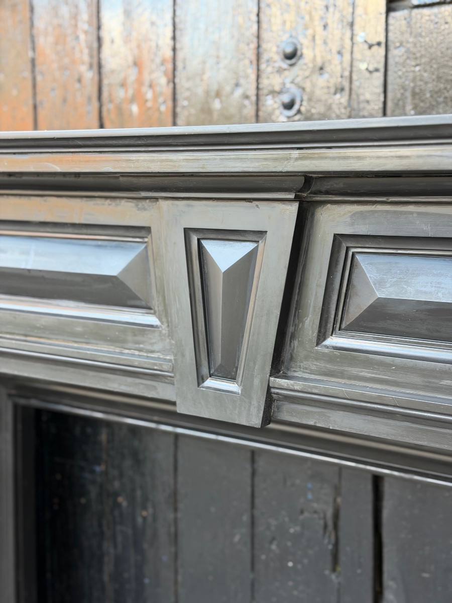 Grande cheminée Napoléon III en marbre noir de Belgique, vers 1880 -photo-7