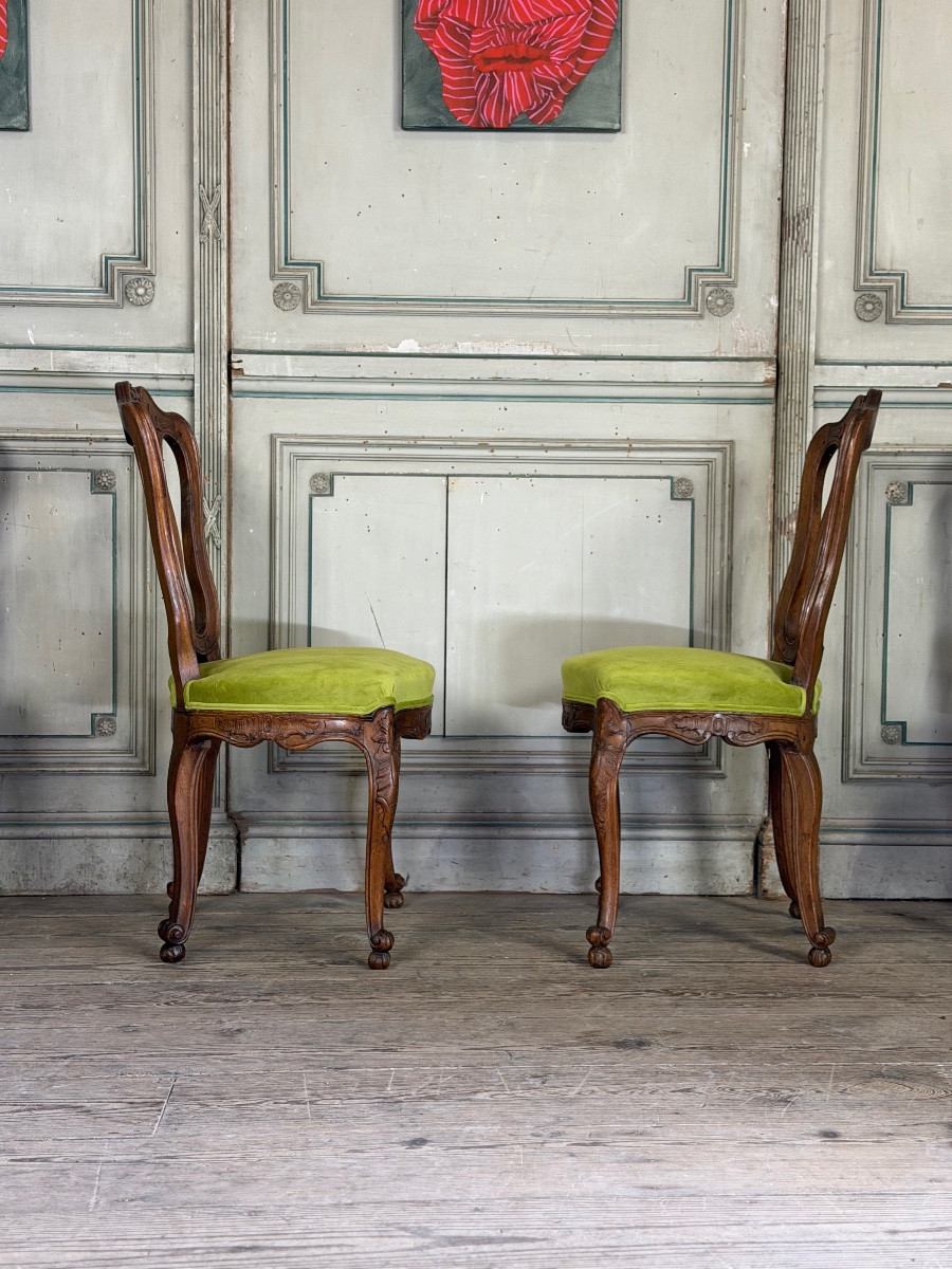 Set Of 12 Louis XV Chairs In Carved Wood, Liège, 18th Century -photo-5