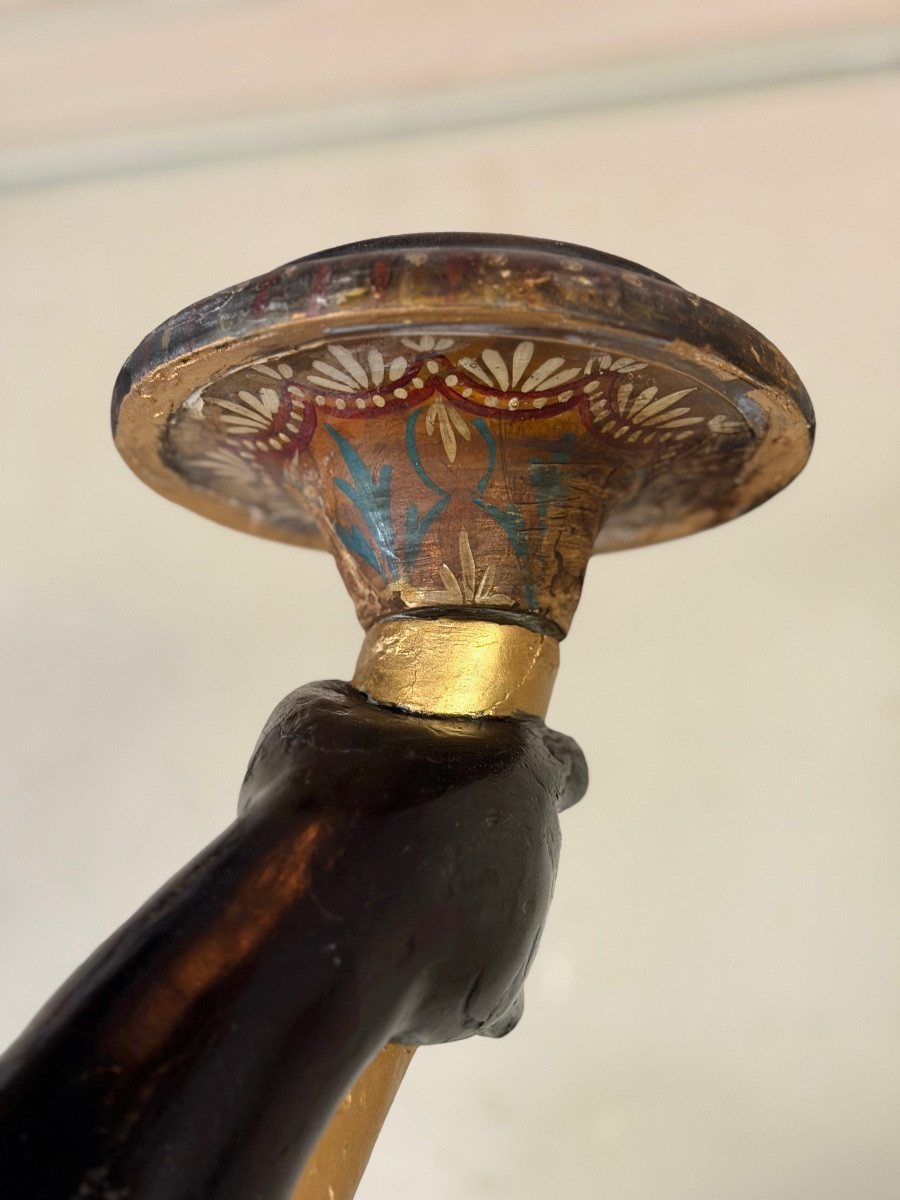 Venetian Polychrome Carved Wooden Servant, Venice Circa 1900 -photo-6