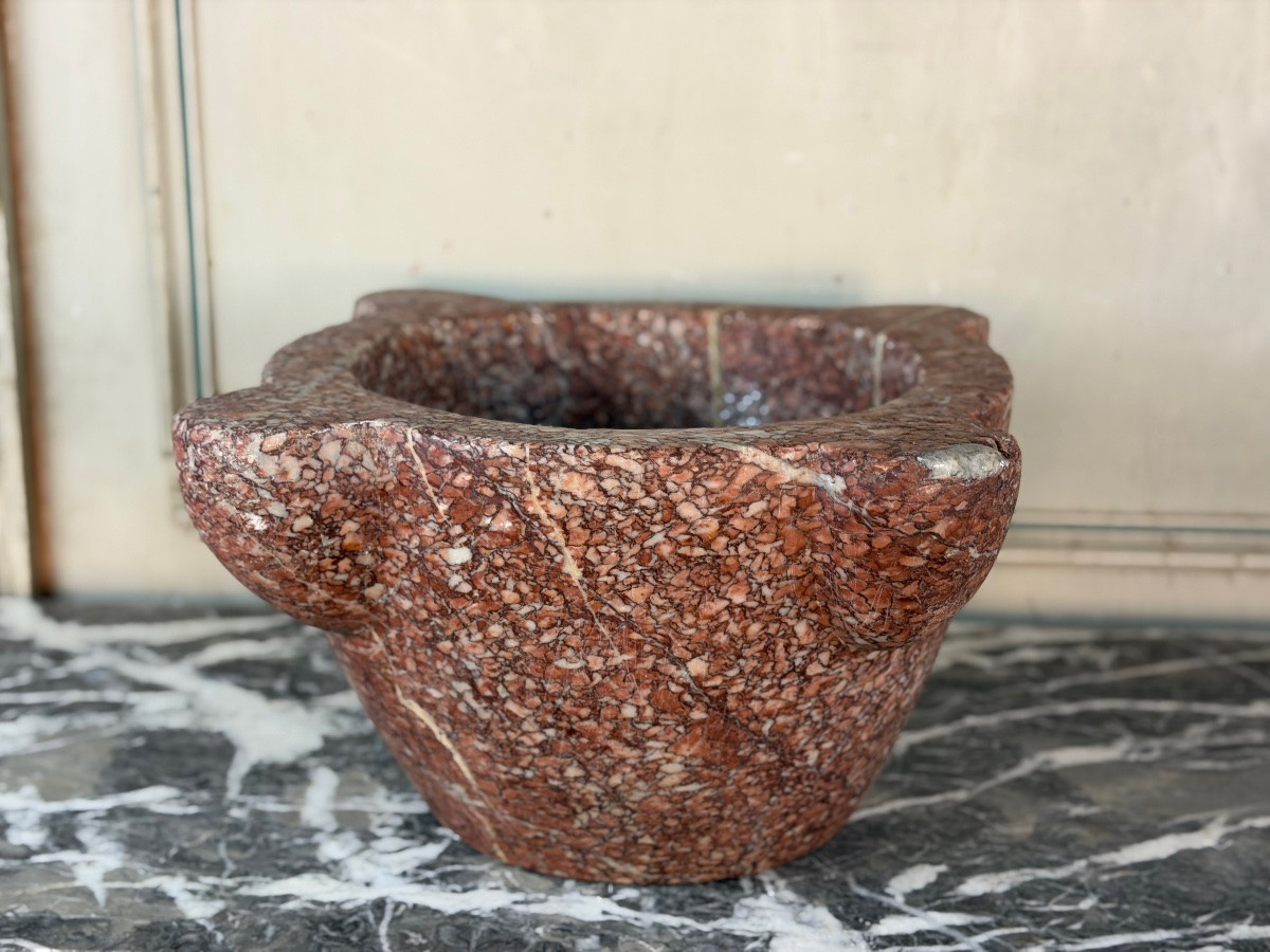 Grand mortier en marbre rose phocéen, XIXéme siècle-photo-1