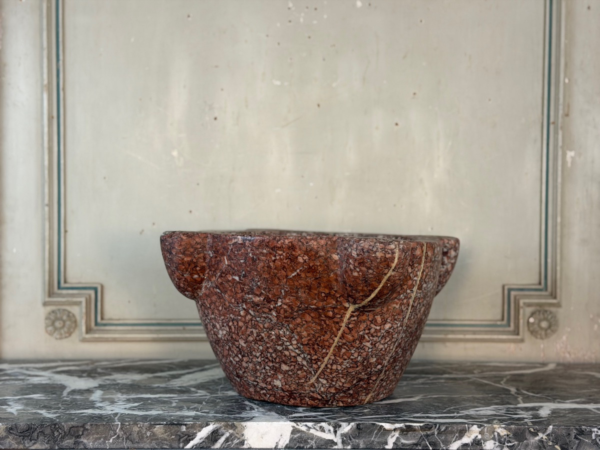 Grand mortier en marbre rose phocéen, XIXéme siècle-photo-8