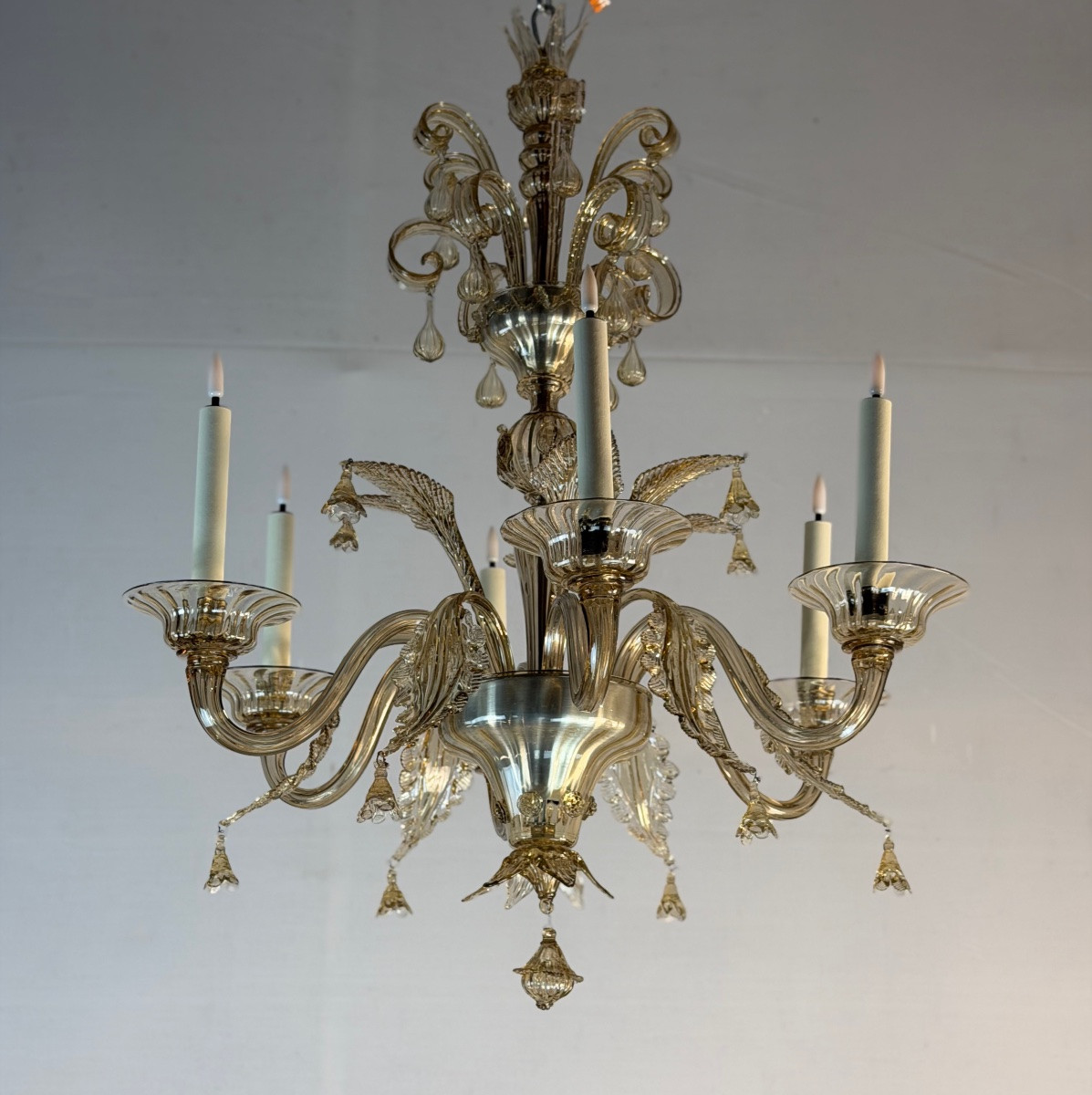 Lustre vénitien en verre de Murano mordoré, vers 1920 -photo-4