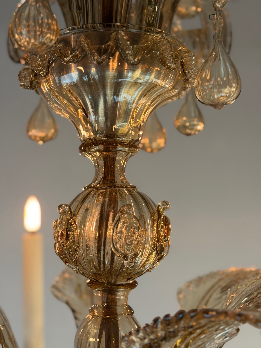 Lustre vénitien en verre de Murano mordoré, vers 1920 -photo-2