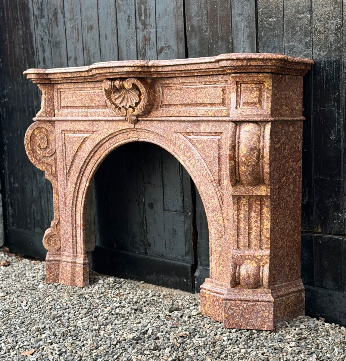 Imposing Napoleon III Fireplace In Brocatelle Marble Violette From Spain’, Circa 1880 -photo-4