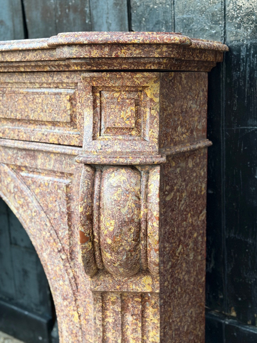 Imposing Napoleon III Fireplace In Brocatelle Marble Violette From Spain’, Circa 1880 -photo-3
