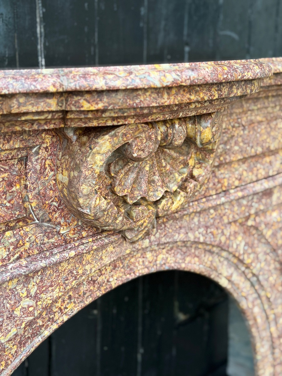Imposing Napoleon III Fireplace In Brocatelle Marble Violette From Spain’, Circa 1880 -photo-5