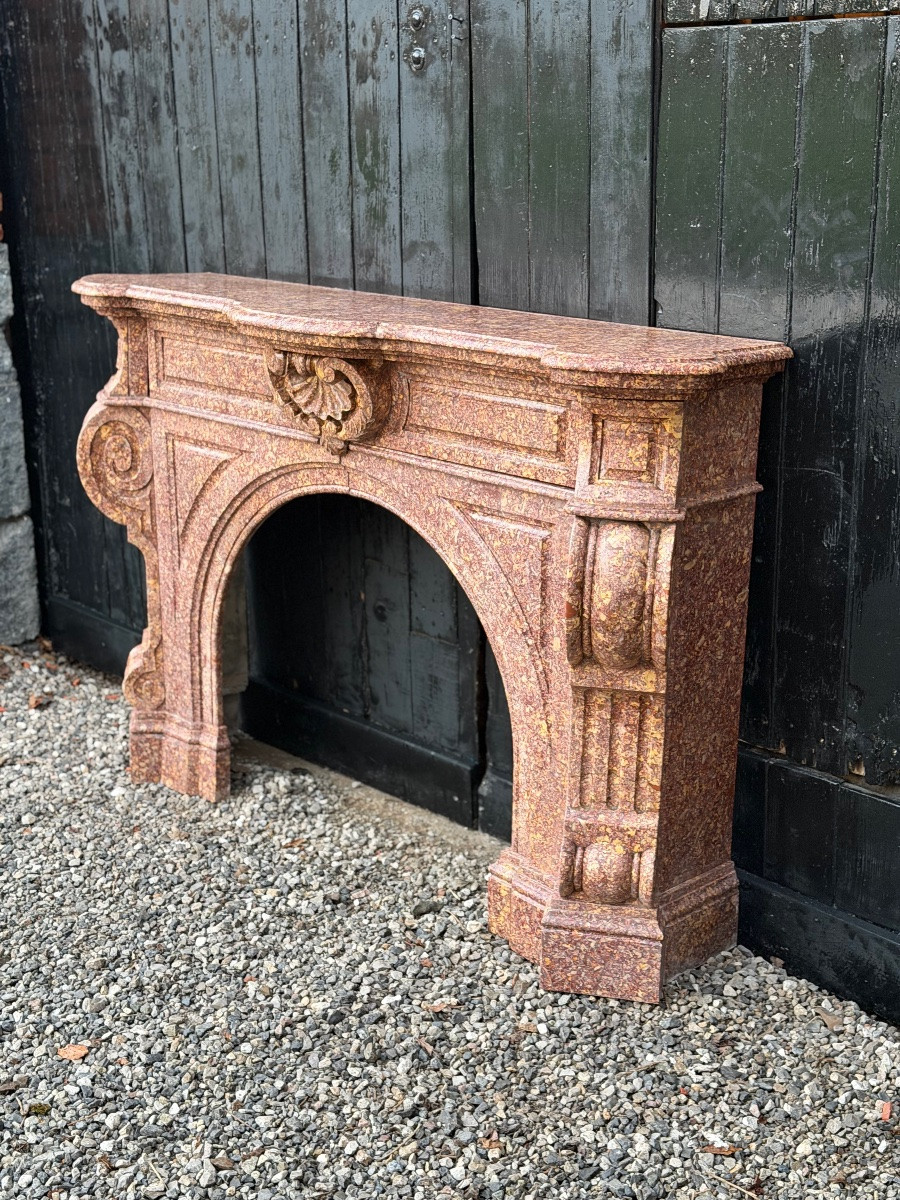 Imposing Napoleon III Fireplace In Brocatelle Marble Violette From Spain’, Circa 1880 -photo-7
