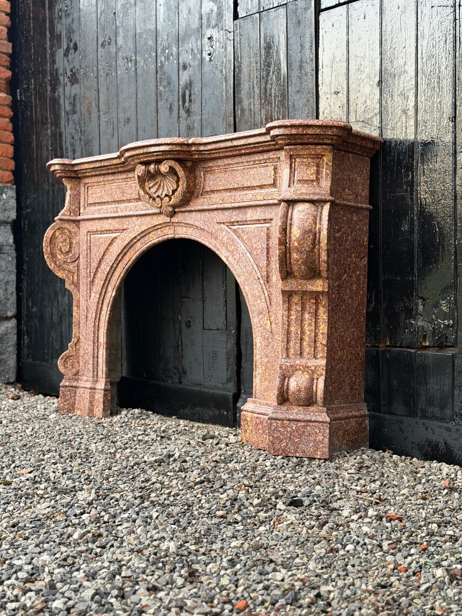 Imposing Napoleon III Fireplace In Brocatelle Marble Violette From Spain’, Circa 1880 -photo-8