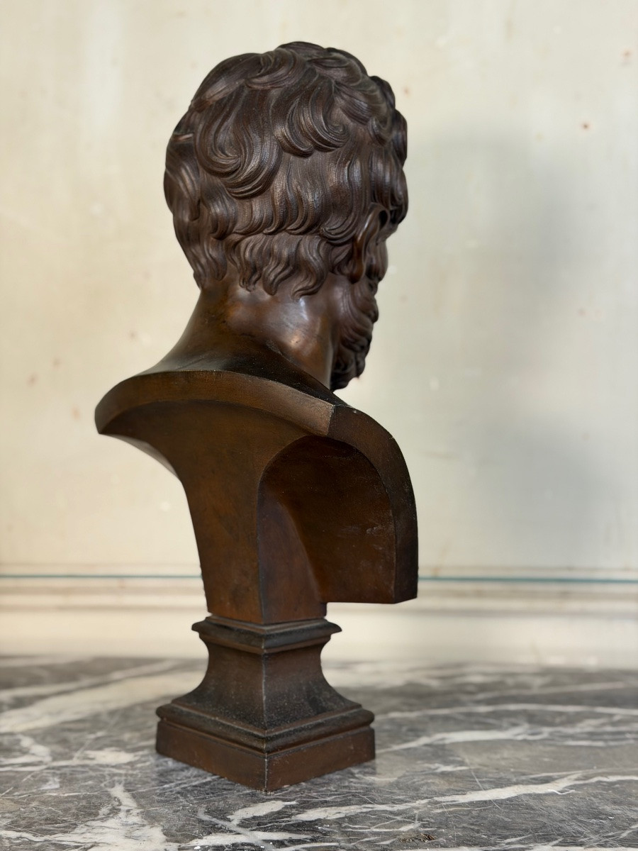 Bronze Bust Depicting A Philosopher After The Antique, 19th Century, Cast By Luppens -photo-4