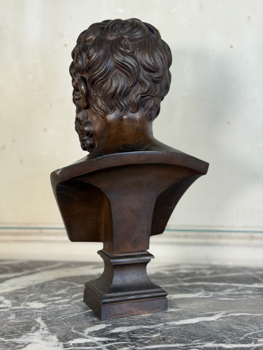 Bronze Bust Depicting A Philosopher After The Antique, 19th Century, Cast By Luppens -photo-5
