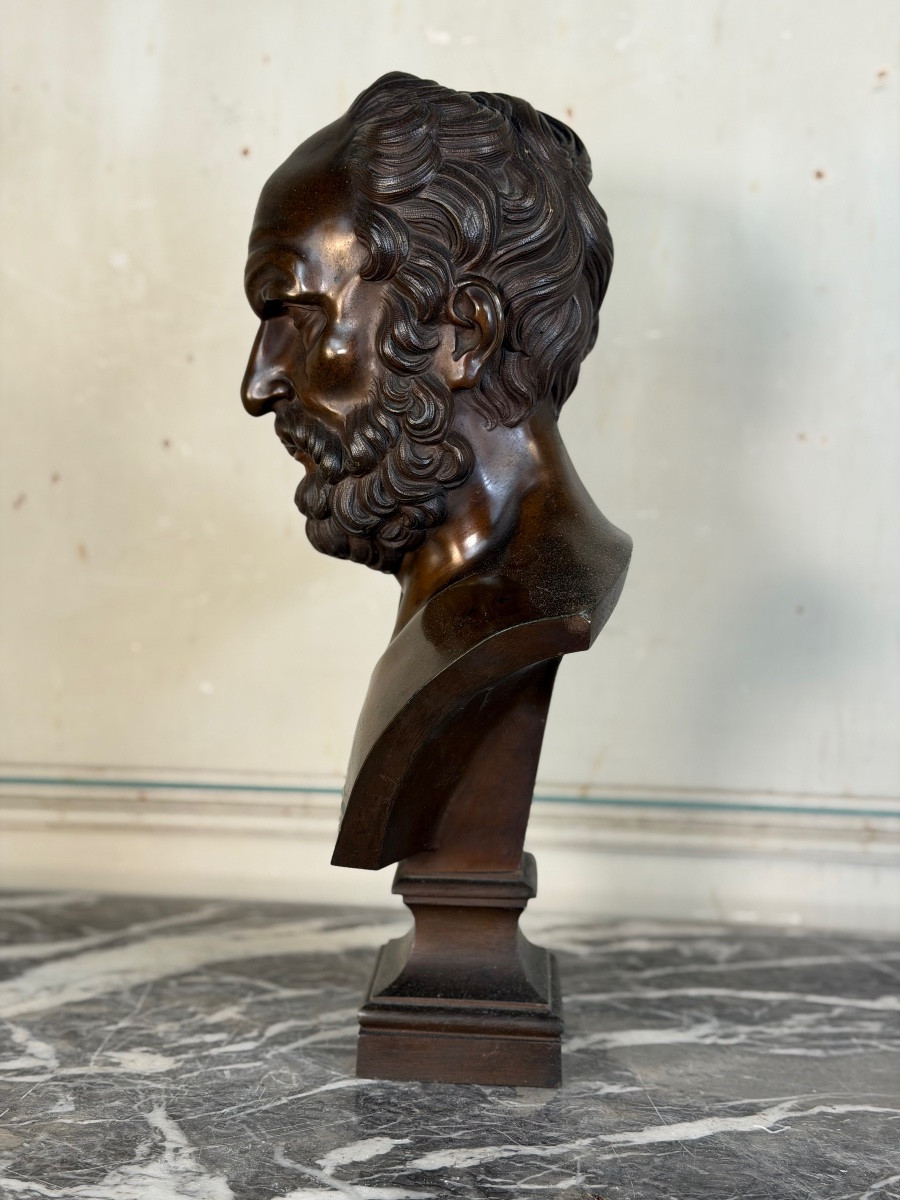 Bronze Bust Depicting A Philosopher After The Antique, 19th Century, Cast By Luppens -photo-6