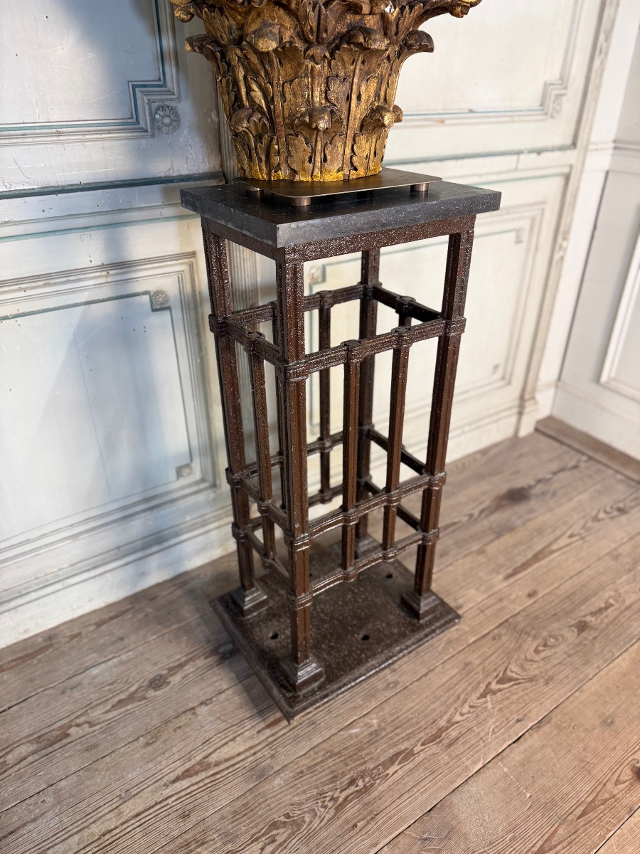 Paire de socles en fer forgé riveté , vers 1900-photo-2