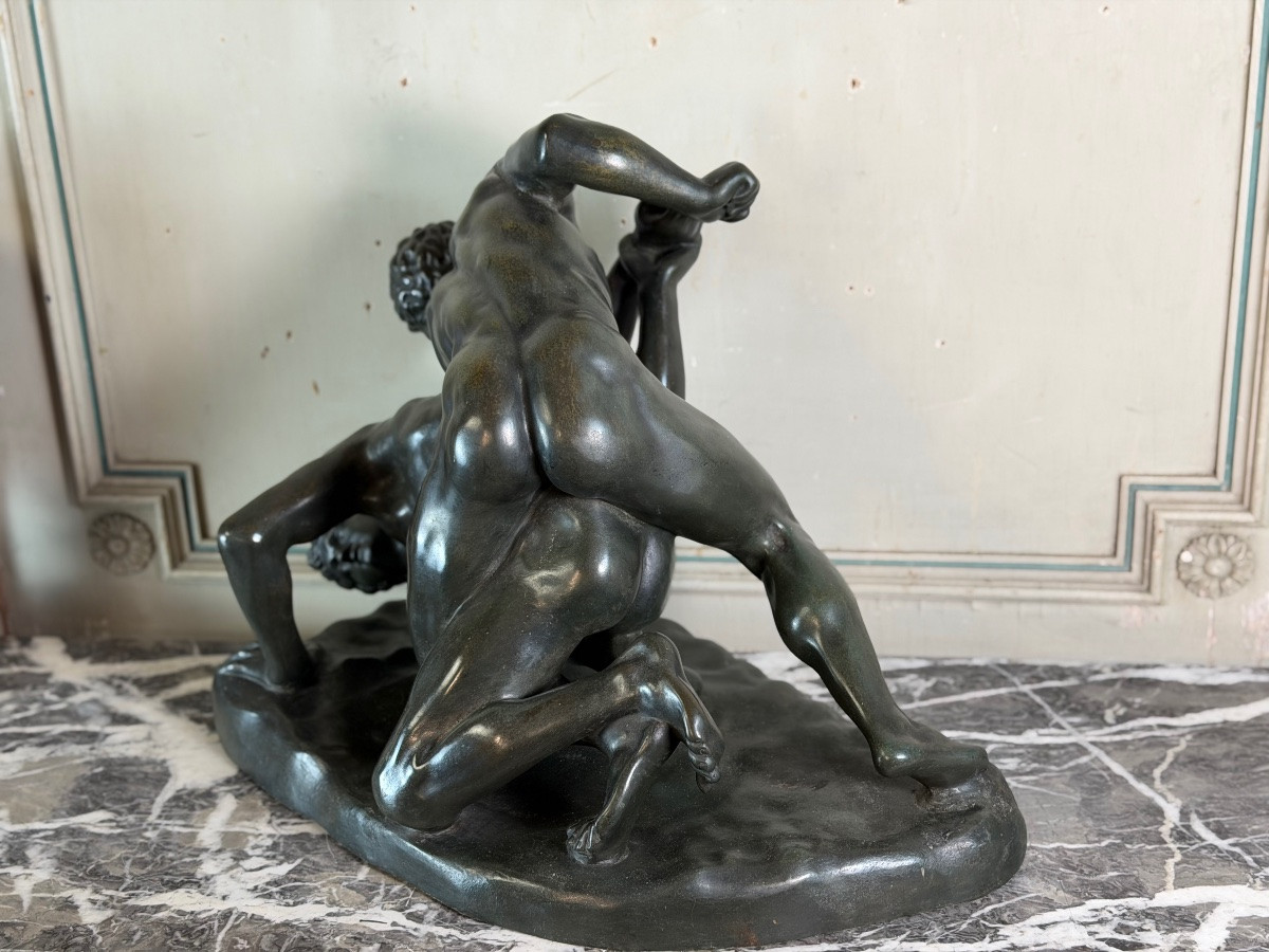 Bronze After The Ancient Preserved At The Offices In Florence, The Wrestlers Around 1880-photo-5