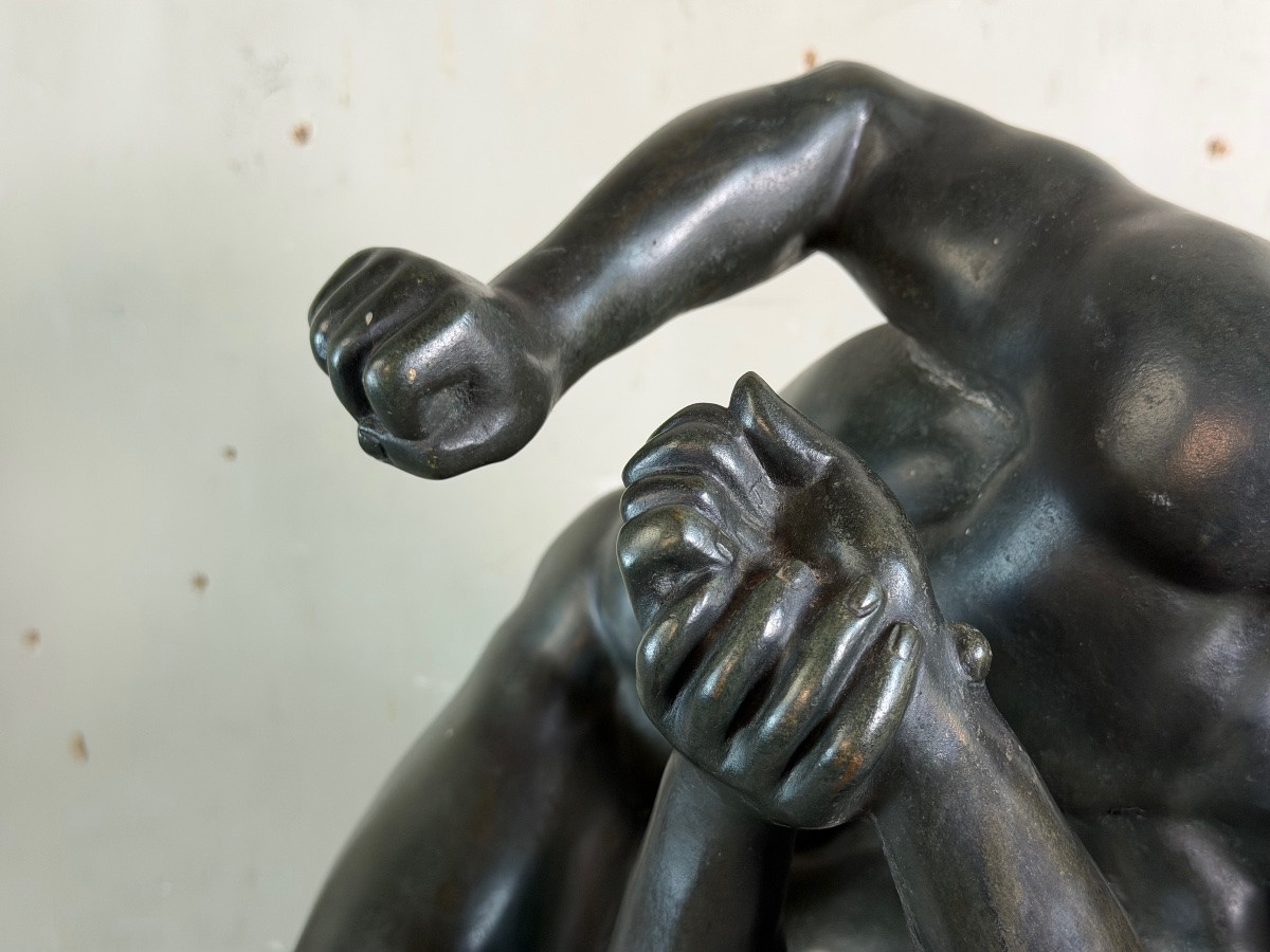 Bronze After The Ancient Preserved At The Offices In Florence, The Wrestlers Around 1880-photo-8