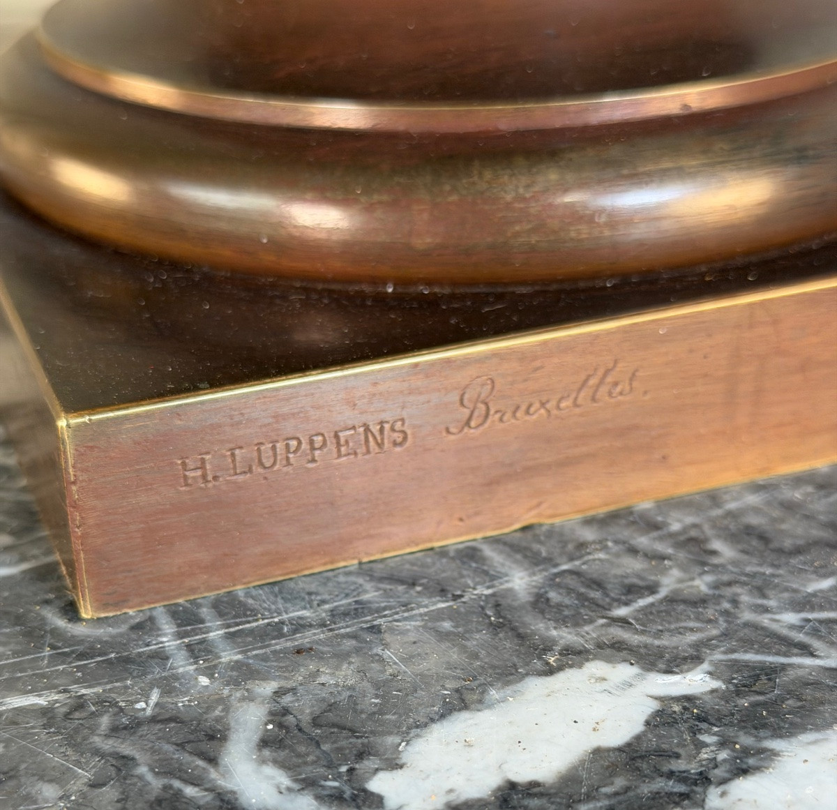 Buste en bronze patine médaille, Apollon du Belvédère, bronzier Luppens , XIXeme siècle-photo-2