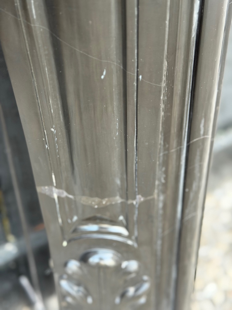 Cheminée de style Louis XV en marbre noir de Belgique, vers 1880-photo-1