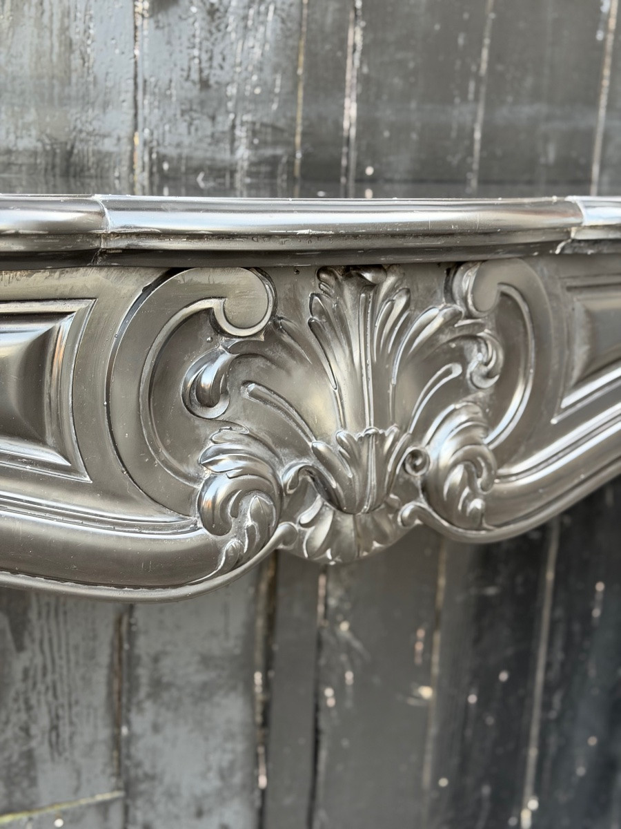 Cheminée de style Louis XV en marbre noir de Belgique, vers 1880-photo-2