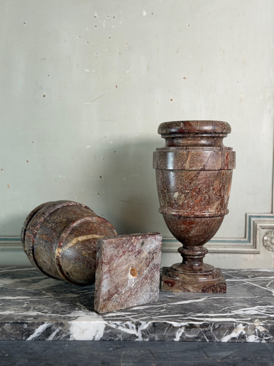Paire d’urnes en marbre sarrancolin, France XIXème siècle-photo-1