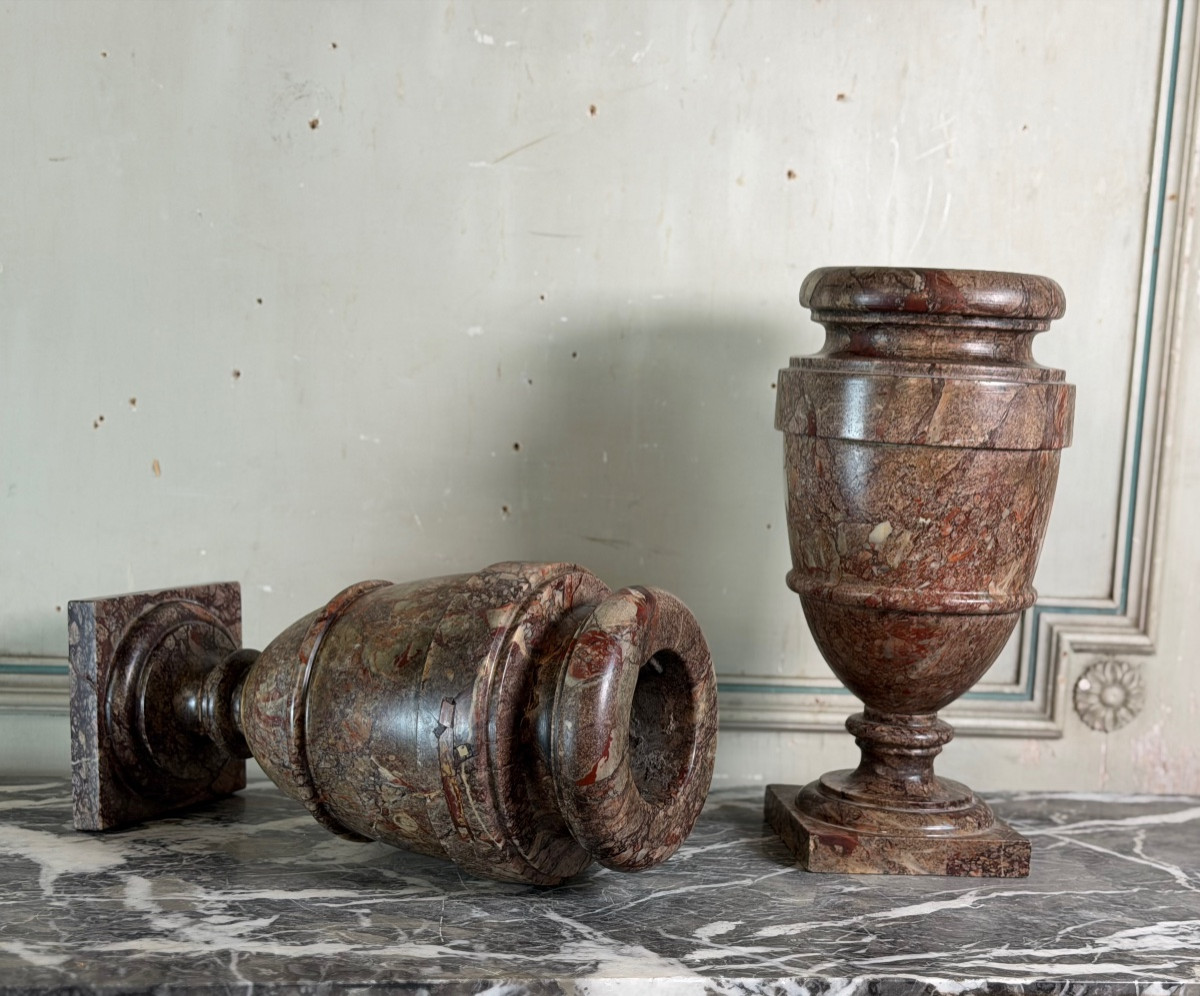 Paire d’urnes en marbre sarrancolin, France XIXème siècle-photo-2