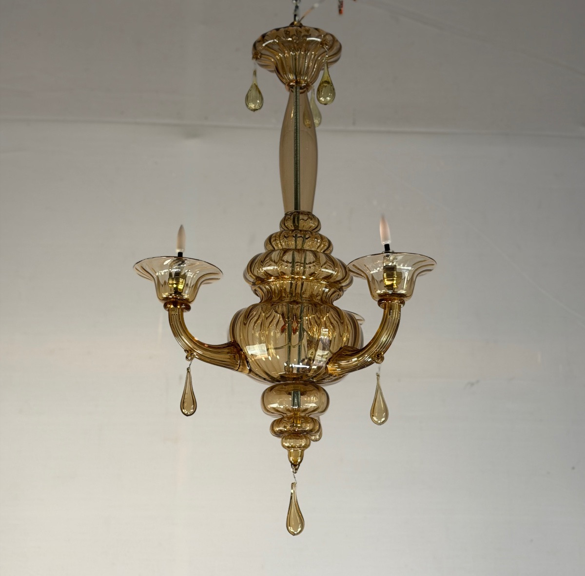 Lanterne vénitienne en verre de Murano mordoré, vers 1900 -photo-4