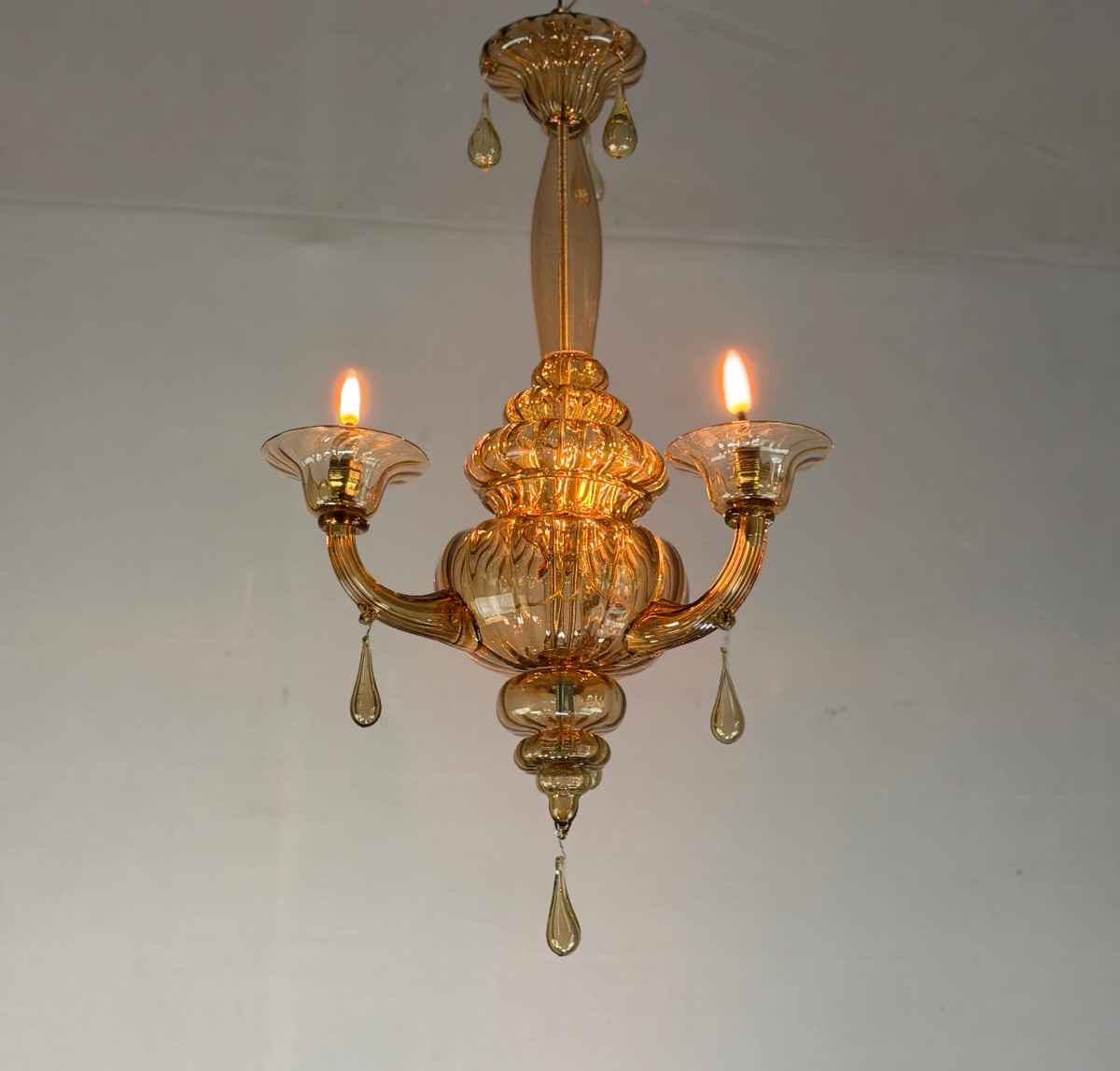 Lanterne vénitienne en verre de Murano mordoré, vers 1900 