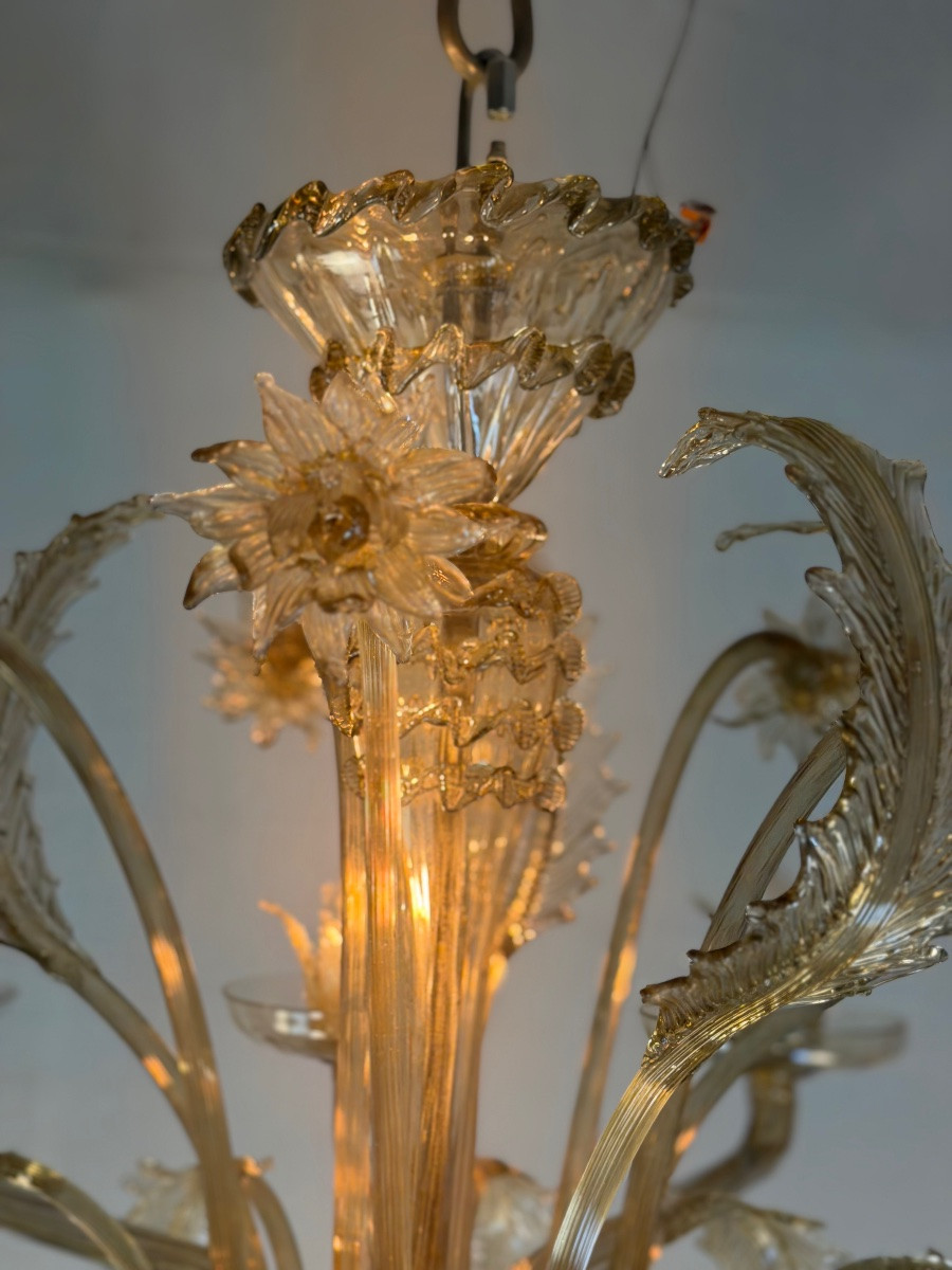  Venetian Chandelier In Mordoré Murano Glass, 10 Lights, Circa 1920-photo-1
