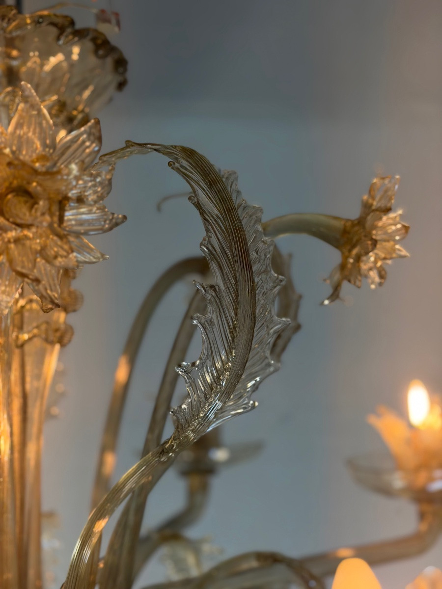  Venetian Chandelier In Mordoré Murano Glass, 10 Lights, Circa 1920-photo-2