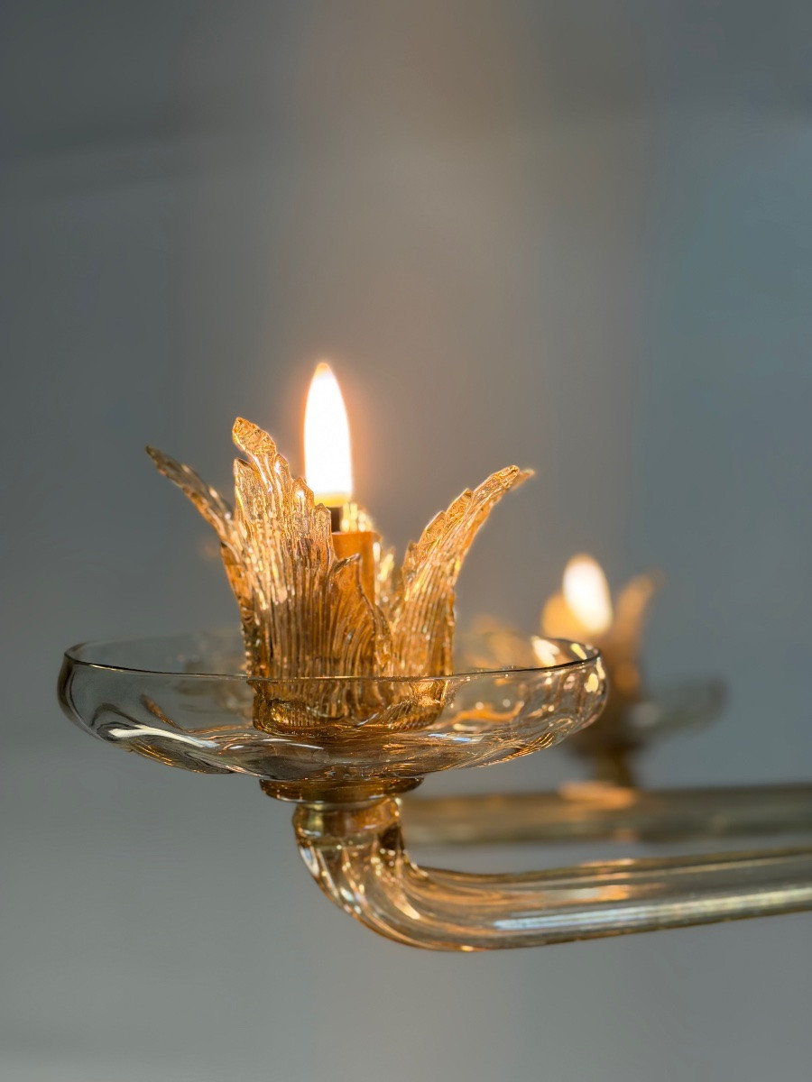  Venetian Chandelier In Mordoré Murano Glass, 10 Lights, Circa 1920-photo-3