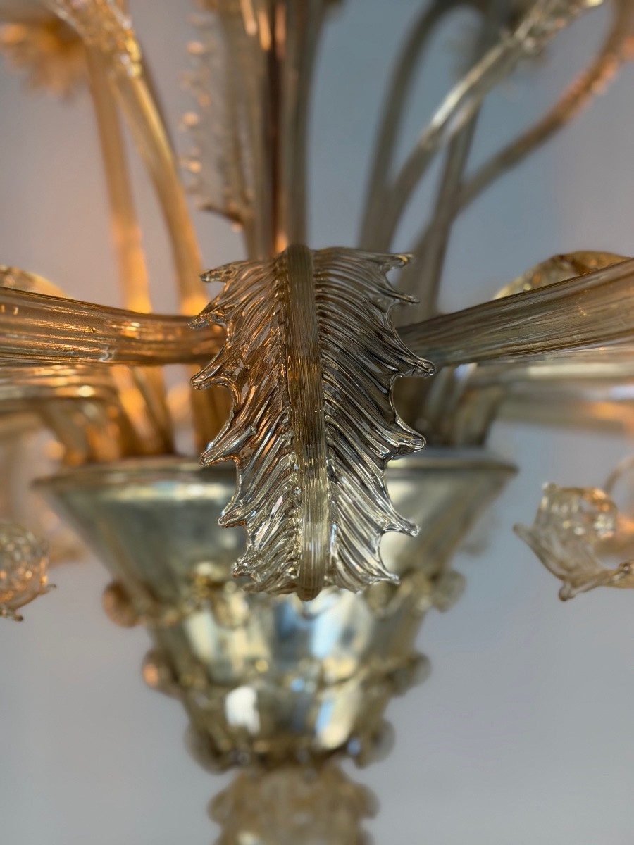  Venetian Chandelier In Mordoré Murano Glass, 10 Lights, Circa 1920-photo-4