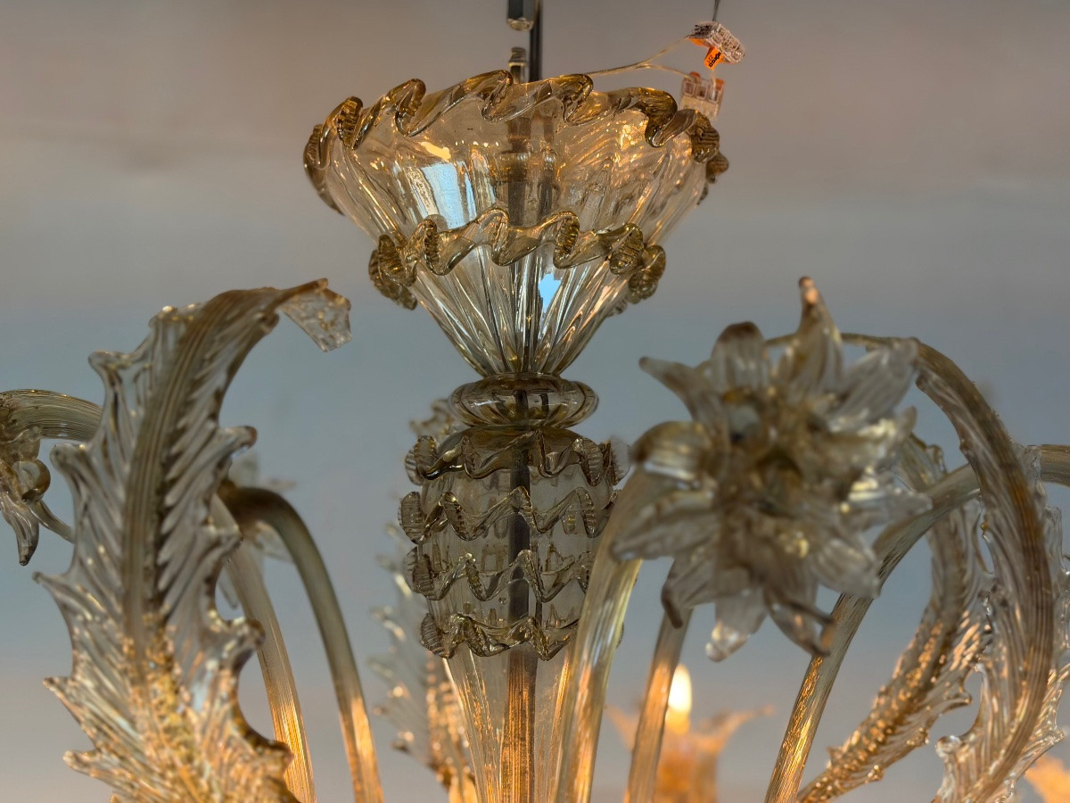  Venetian Chandelier In Mordoré Murano Glass, 10 Lights, Circa 1920-photo-5