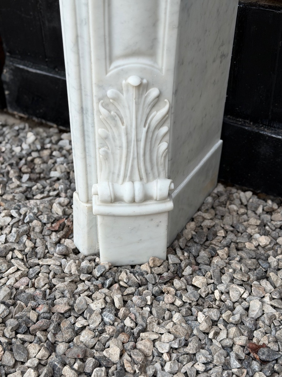 Louis XV Style Fireplace In Carrara Marble, Circa 1880-photo-2