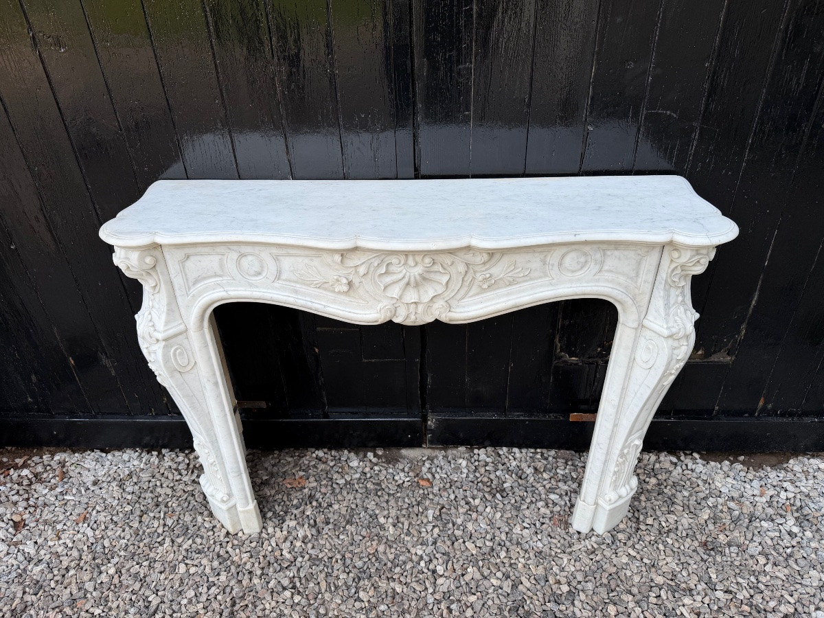 Louis XV Style Fireplace In Carrara Marble, Circa 1880-photo-5