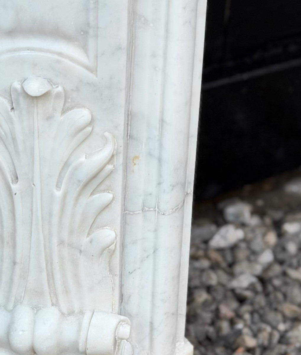 Louis XV Style Fireplace In Carrara Marble, Circa 1880-photo-6