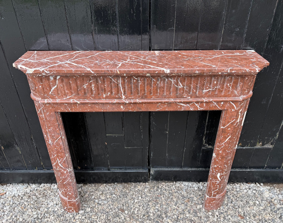 Louis XVI Style Half-moon Fireplace In Rance Or Rouge Royal Marble, Circa 1880-photo-3