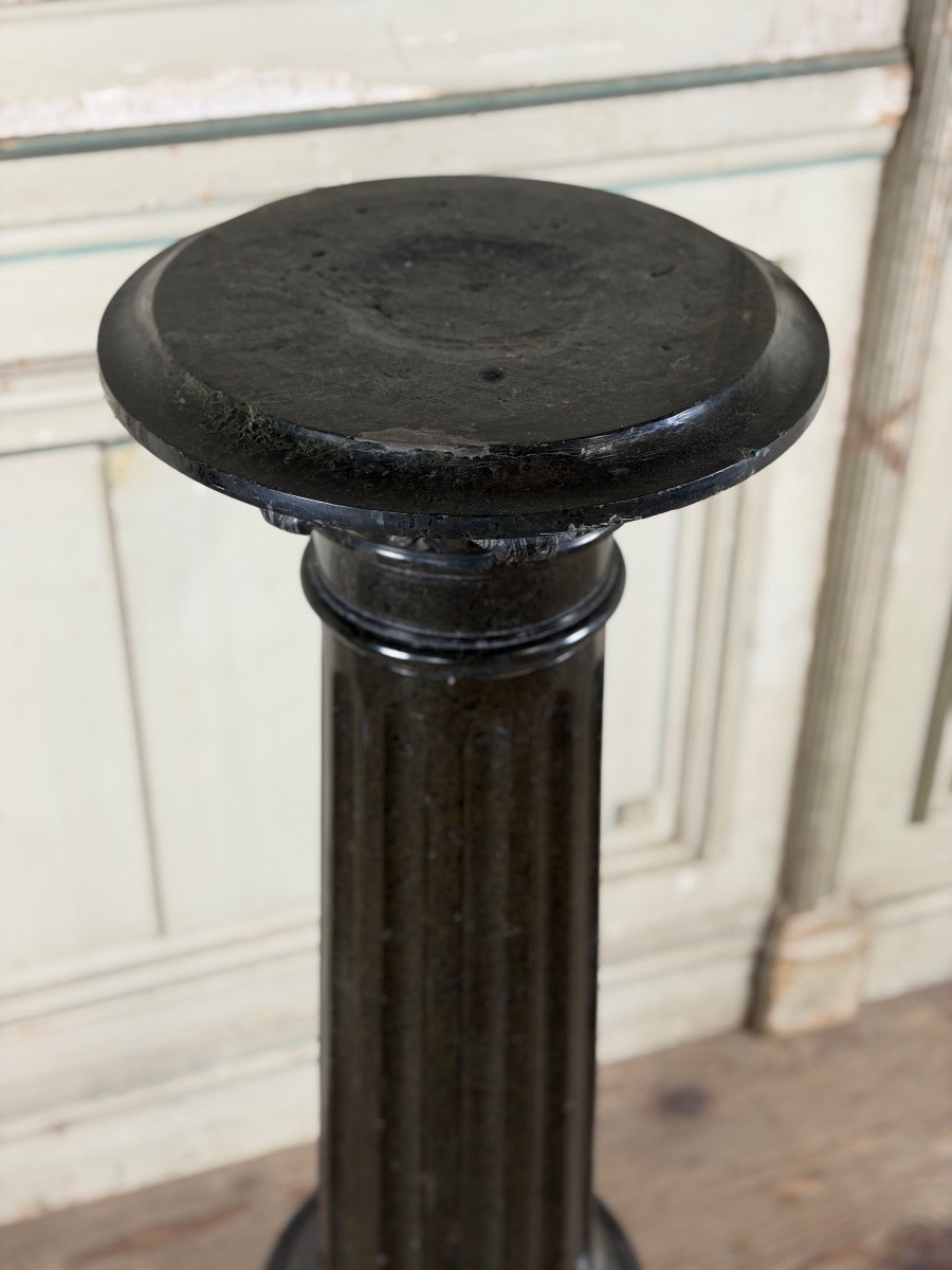 Column In Green Serpentine Marble, Circa 1880-photo-4