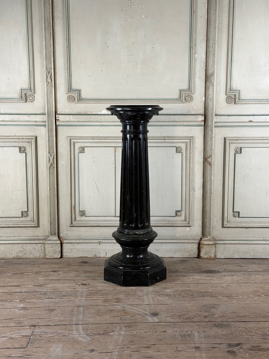 Column In Green Serpentine Marble, Circa 1880-photo-2