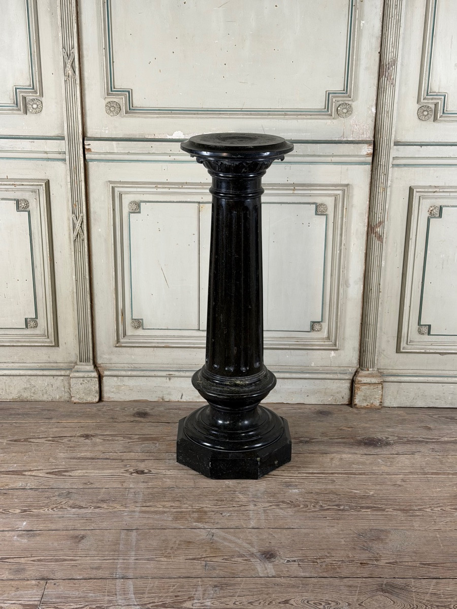 Column In Green Serpentine Marble, Circa 1880-photo-3