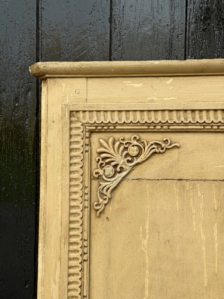 Miroir ou trumeau de cheminée Directoire, bois stuqué et peint début XIXème siècle-photo-3