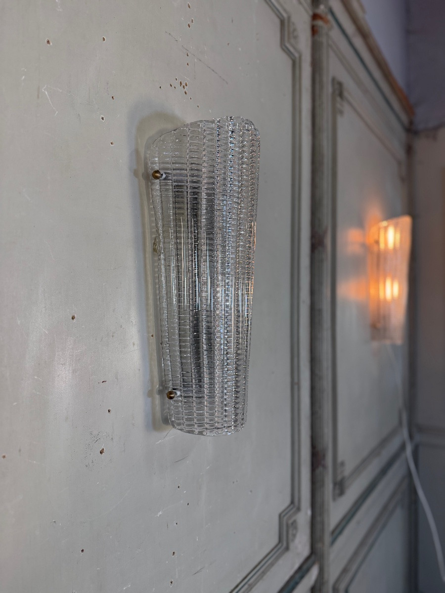 Suite de trois appliques en verre de Murano, Venise vers 1940-photo-2